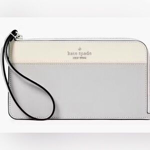 Kate Spade Lucy Medium L-Zip Wristlet in Platinum Gray Multi